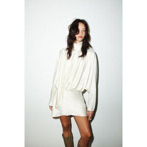 ZARA SATIN FOULARD SHORT DRESS